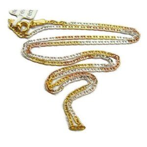 18" Rainbow Rose Gold Plated 925 Sterling Silver Necklace Chain 2mm